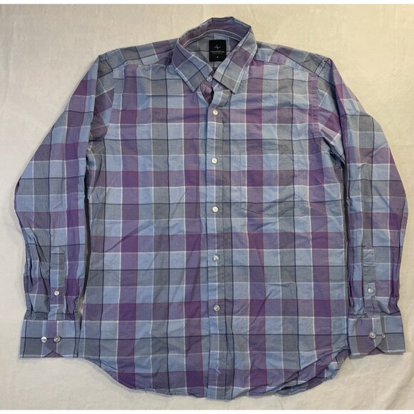 Men's Medium Blue/Purple Long Sleeve Button Down Tailorbyrd Shirt - Picture 1 of 9